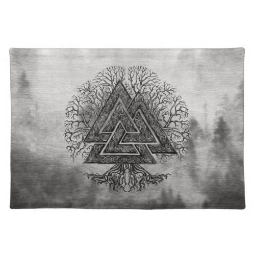 Valknut and Tree of Life Yggdrasil Cloth Placemat