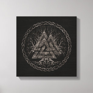 Valknut and Tree of Life Yggrdrasil Canvas Print