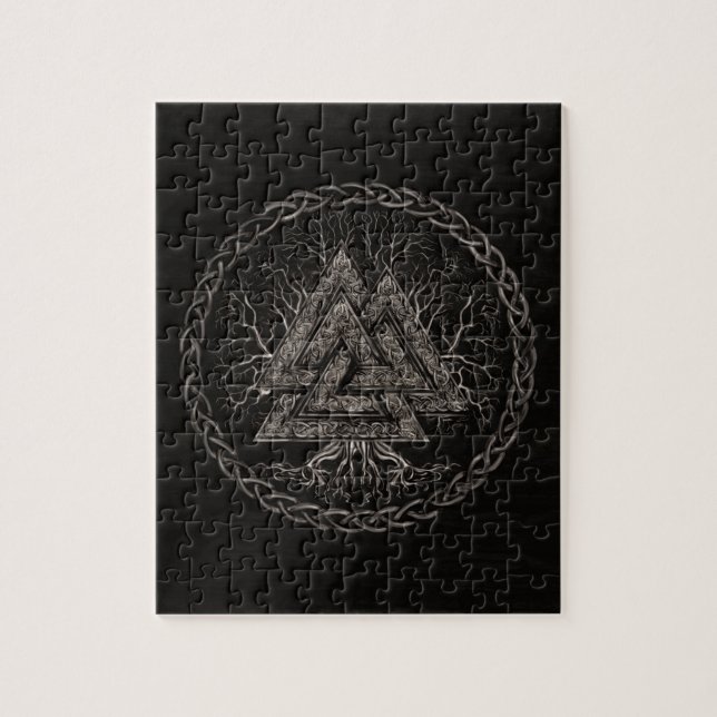 Valknut and Tree of Life Yggrdrasil Jigsaw Puzzle (Vertical)