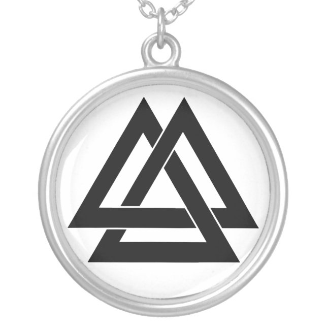 Valknut - Black Silver Plated Necklace (Front)