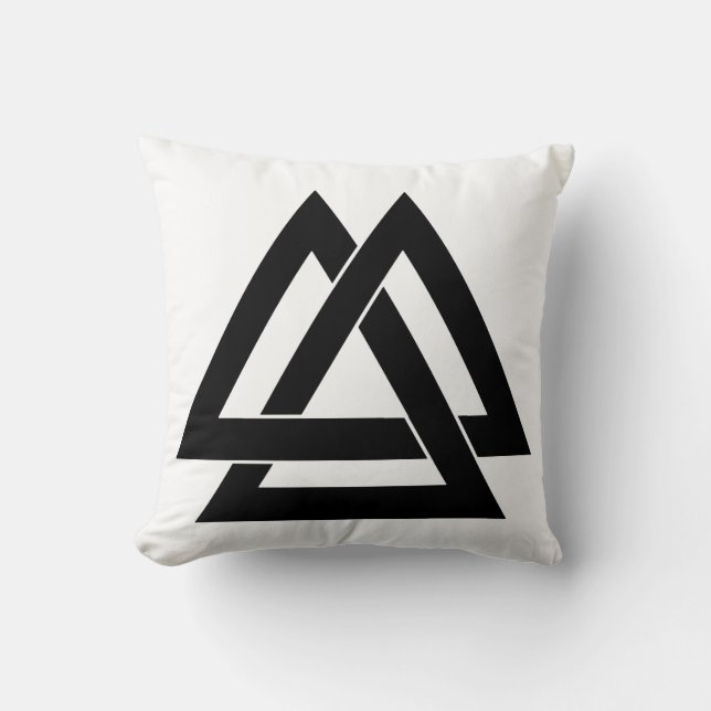 Valknut - Black Throw Pillow (Front)