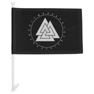 Valknut Circle Runes Car Flag