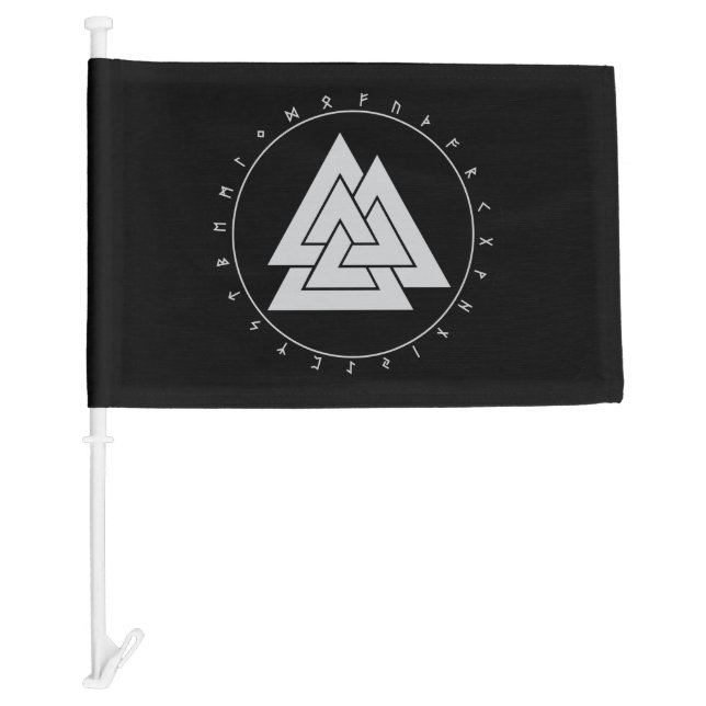 Valknut Circle Runes Car Flag (Front)