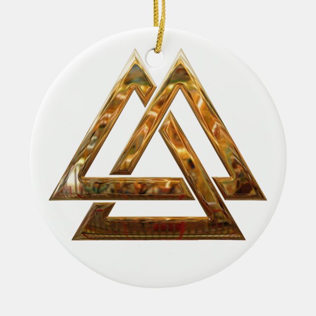 Valknut - gold ceramic ornament (Front)