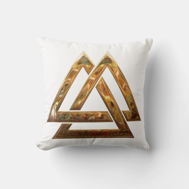 Valknut - gold throw pillow (Front)