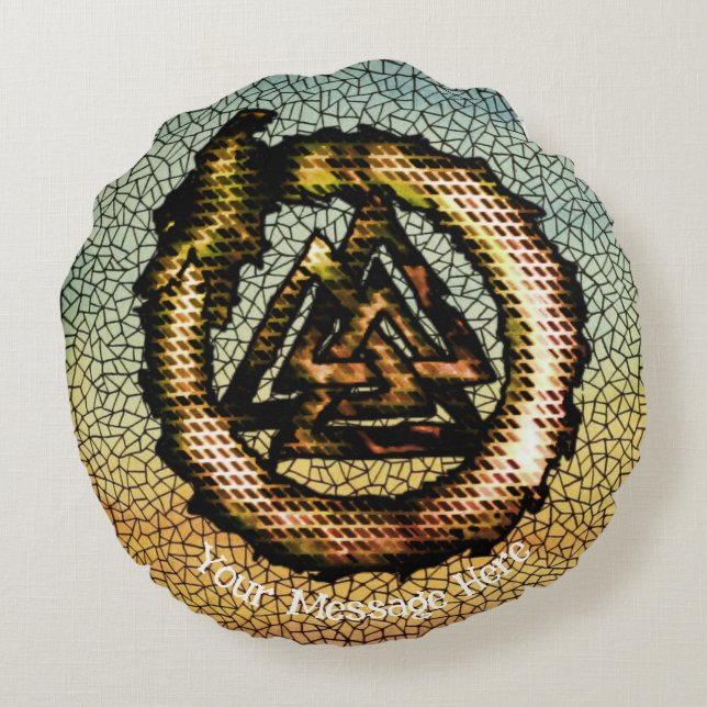 Valknut (Ouroboros) Round Pillow (Back)