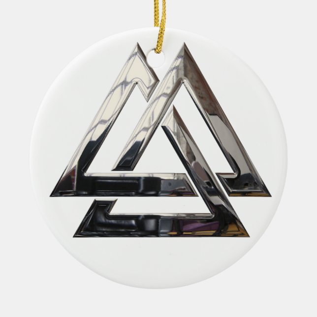 Valknut - silver ceramic ornament (Front)