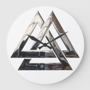 Valknut - silver large clock