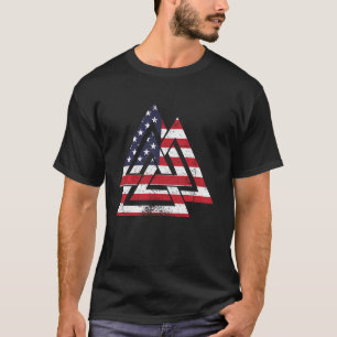 Valknut Symbol America Usa Flag Patriotic Viking W T-Shirt