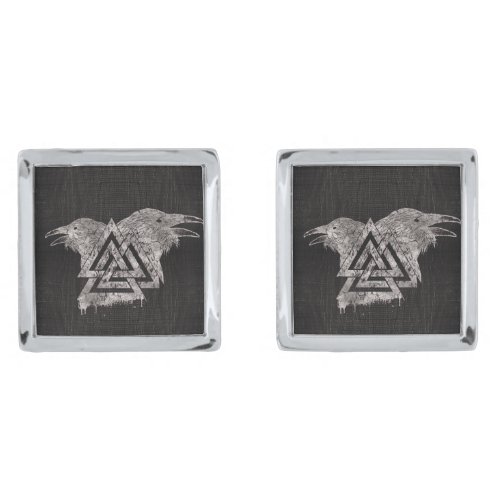 Valknut Symbol and Raven Cufflinks