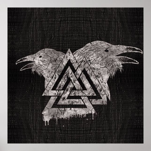 Valknut Symbol and Raven Poster (Front)