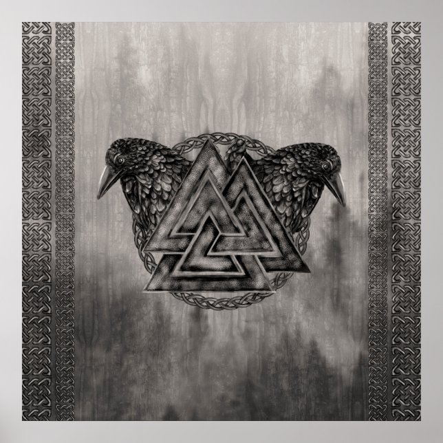 Valknut Symbol and Ravens Poster (Front)