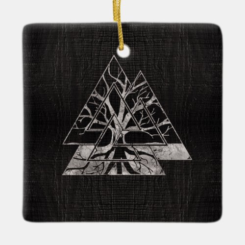Valknut Symbol and Tree of life  _Yggdrasil Ceramic Ornament