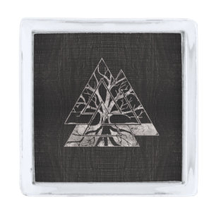 Valknut Symbol and Tree of life -Yggdrasil Silver Finish Lapel Pin
