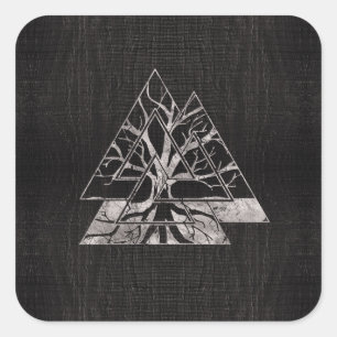 Valknut Symbol and Tree of life -Yggdrasil Square Sticker