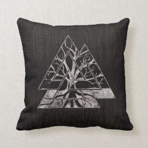 Valknut Symbol and Tree of life -Yggdrasil Throw Pillow