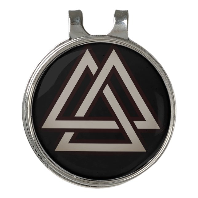 Valknut symbol variant golf hat clip (Front)