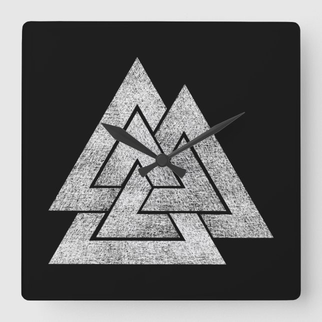 Valknut Viking Design Square Wall Clock (Front)