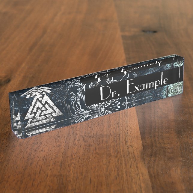 Valknut~ (Wavy) Desk Name Plate (Side)
