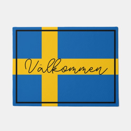 Vlkommen Custom Swedish Flag Family Name Doormat