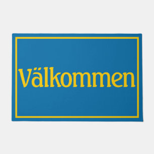 Välkommen Welcome in Swedish Flag Colors Doormat