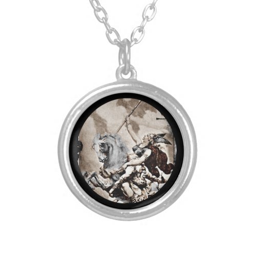 Valkyrie Carrying Hero to Valhalla Silver Plated Necklace