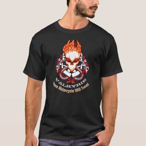 Valkyrie motorcycle Celtic Explorer dark skull T_Shirt