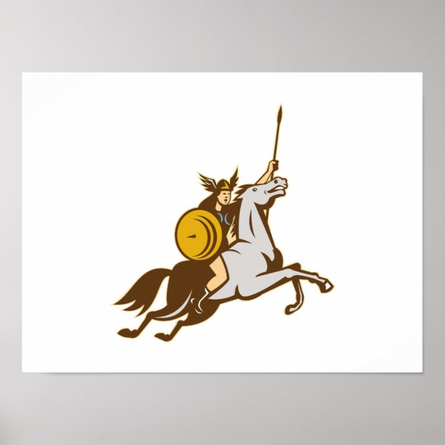 Valkyrie Riding Horse Retro Poster (Front)