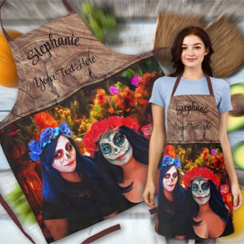 Vallarta Catrinas with Flowers  Candles 1718 Apron