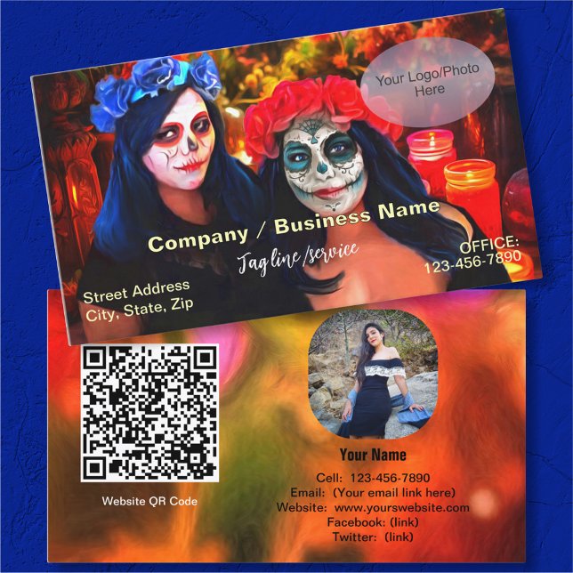 Vallarta Catrinas with Flowers & Candles 1718 Business Card (Creator Uploaded)