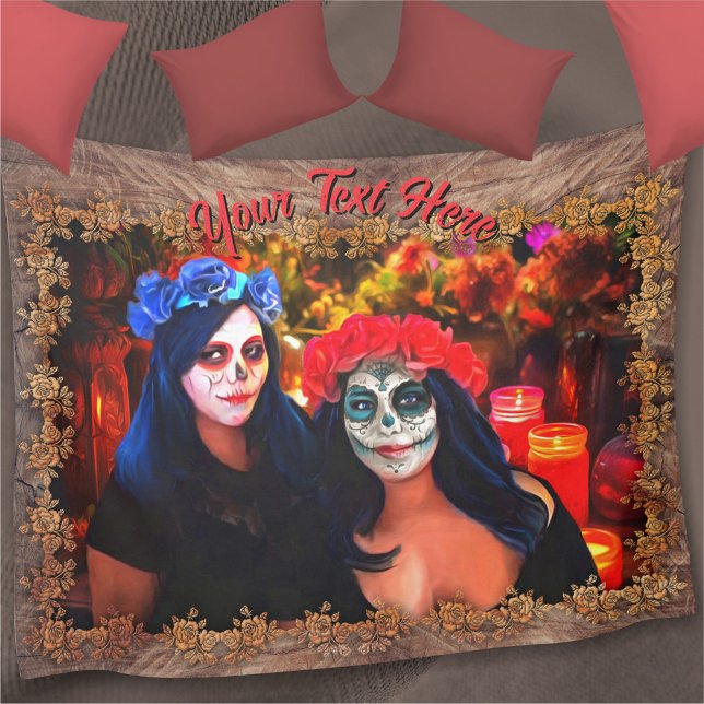 Vallarta Catrinas with Flowers & Candles 1718 Fleece Blanket (Creator Uploaded)