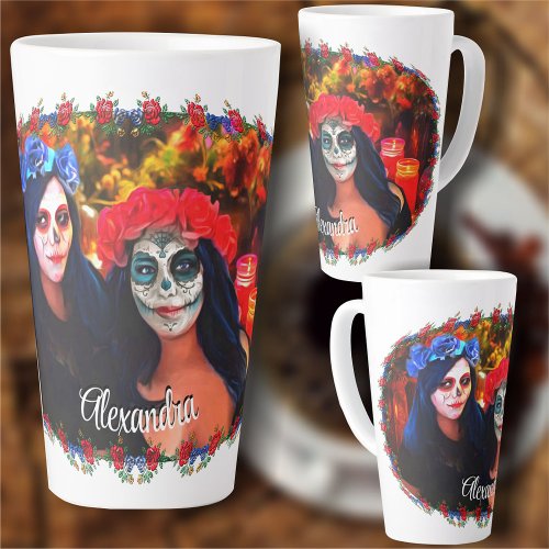 Vallarta Catrinas with Flowers  Candles 1718 Latte Mug