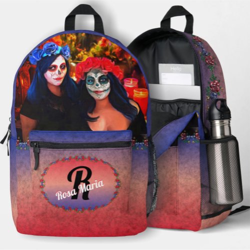 Vallarta Catrinas with Flowers  Candles 1718 Printed Backpack