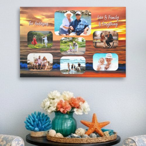 Vallarta Sunset Family Photo Collage 1577 Art Canvas Print