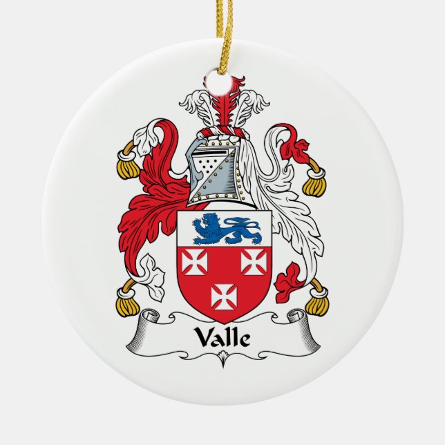 Valle Family Crest Ceramic Ornament (Front)