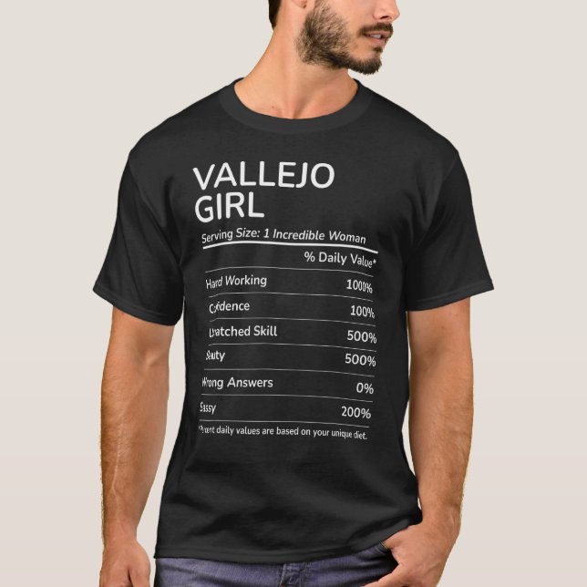 Vallejo Girl Funny California Hometown T-Shirt (Front)