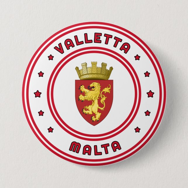 Valletta Coat of Arms, Malta Button (Front)
