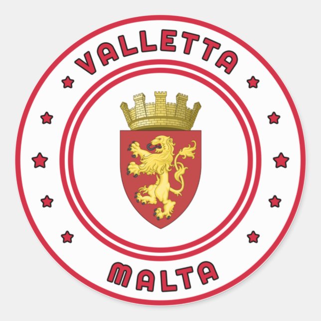 Valletta Coat of Arms, Malta Classic Round Sticker (Front)