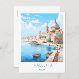 Valletta Malta Art Vintage Travel Postcard