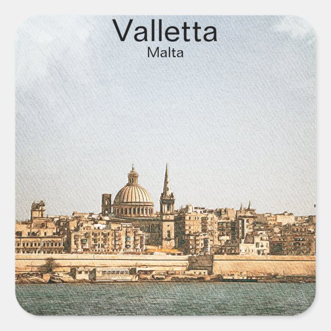 Valletta Malta Mediterranean Square Sticker (Front)