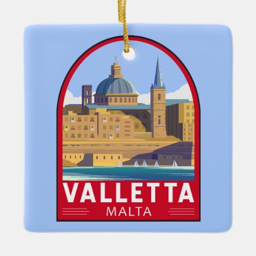 Valletta Malta Travel Vintage Art Ceramic Ornament