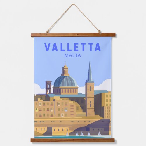 Valletta Malta Travel Vintage Art Hanging Tapestry