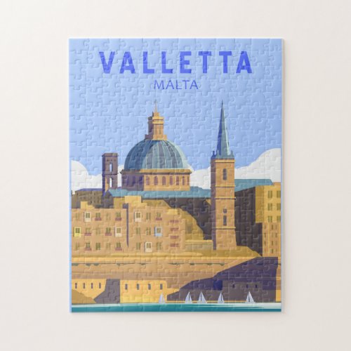 Valletta Malta Travel Vintage Art Jigsaw Puzzle