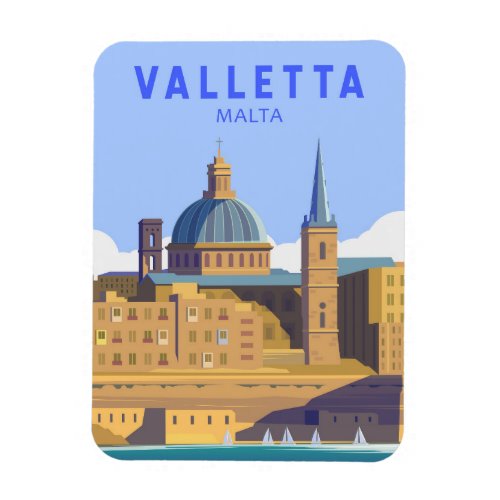 Valletta Malta Travel Vintage Art Magnet
