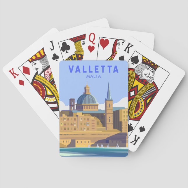 Valletta Malta Travel Vintage Art Poker Cards (Back)