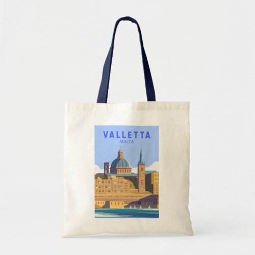 Valletta Malta Travel Vintage Art Tote Bag