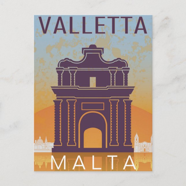 Valletta Malta Travel Vintage island mediterranean Postcard (Front)