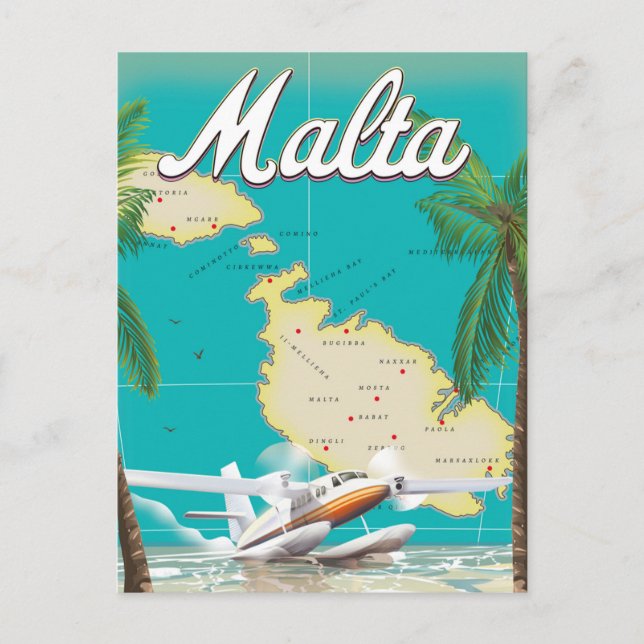Valletta Malta Travel Vintage island mediterranean Postcard (Front)