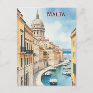Valletta Malta Vintage Famous Travel Place Postcard