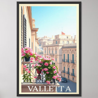 Valletta/ Malta vintage travel Poster